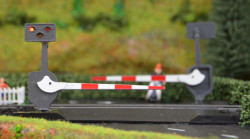 Train Tech Level Crossing Barrier Set with Light & Sound (OO) Pair HO/OO Gauge