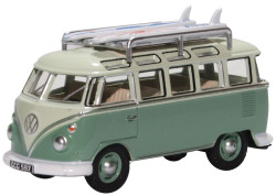Oxford Diecast 76VWS005 VW T1 Samba Bus/Surfboards Turquoise/Blue White OO Gauge
