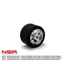NSR F22 3/32 Rear Slick RTR 20.5x13 EX 16.5 Rims (5031/5295E) 1:32 9077E