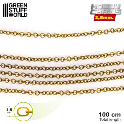 Green Stuff World 1.5mm Hobby Chain 1m Long Brass Colour 1040