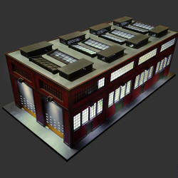 Proses LS-035 O Scale Dual Stall Modern Engine House w/Motorized Doors