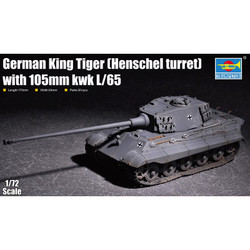 Trumpeter 7160 German King Tiger (Henschel turret) w/ 105mm KwK L/65 1:72 Model Kit