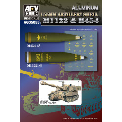 AFV Club AG35055 US M1122 & M454 155mm Artillery Shells (aluminium) 1:35 Model Kit