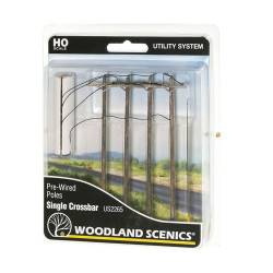 Woodland Scenics US2265 HO Wired Poles Single Crossbar HO Gauge