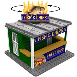 Proses LS-045 O Scale Fish & Chips Stand w/Rotating Banner and Illumination