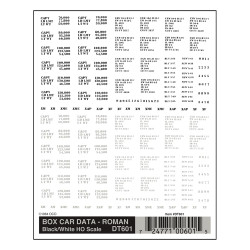 Woodland Scenics DT601 HO Box Car Data - Roman Black & White