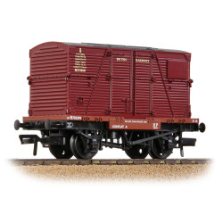 Bachmann Branchline 37-951E Conflat Wagon BR Bauxite Early With BR Crimson BD Container [WL]