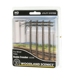 Woodland Scenics US2266 HO Wired Poles Double Crossbar HO Gauge