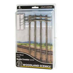 Woodland Scenics US2281 O Wired Poles Double Crossbar O Gauge