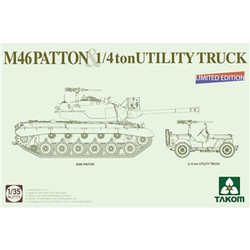 Takom 2117X M46 Patton US Medium Tank + ¼ton Utility Truck 1:35 Model Kit
