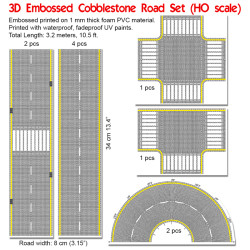 Proses 3D-UV-04 N Scale UV Printed 3D PVC Road Set (Asphalt)
