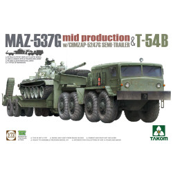 Takom 5013 MAZ-537G w/ChMZAP-5247G Semi-trailer Mid-production & T-54B 1:72 Model Kit