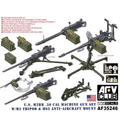AFV Club AF35246 M2HB .50 Cal Gun Set w/ M3 Tripod & M63 AA Mount 1:35 Model Kit