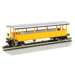 Bachmann USA Open-Sided Excursion Car with Seats Unlettered Yellow & Silver HO 17448