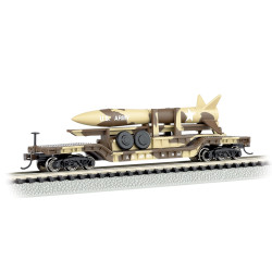 Bachmann USA 52' Center Depressed Flat Car Desert Military With Missile N 71397