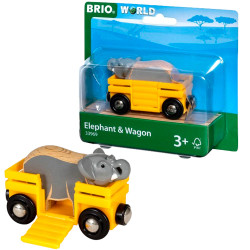 BRIO 33969 Safari Wagon & Elephant  - Wooden Train Set
