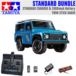 Tamiya RC 58700 1990 Land Rover Defender 90 CC-02 1:10 Standard Stick Radio Bundle