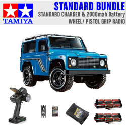 Tamiya RC 58700 1990 Land Rover Defender 90 CC-02 1:10 Standard Wheel Radio Bundle