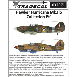 Xtradecal 32071 Hawker Hurricane Mk. IIb Collection Pt1 1:32 Model Kit Decal Set