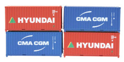 Dapol 20ft Container Set (4) Hyundai/CMA CGM 2F-028-202 N Gauge