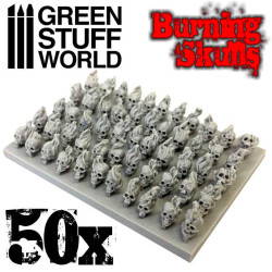 Green Stuff World 1498 Resin Burning Skulls x50
