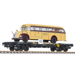 Liliput L235784 Flat Wagon with "Bahnbus" Gräf+Stift, ÖBB, Ep.IV HO Gauge