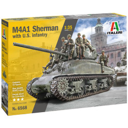 Italeri 6568 M4A1 Sherman With 7 Infantry Figures 1:35 Plastic Model Kit