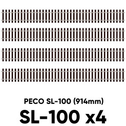 PECO SL-100 Flexible Track Wooden Sleeper 914mm Streamline OO/HO Track - 4 PACK