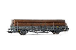 Electrotren E1659 RENFE, 2-axle Wagon Kbs w/Logs, Dark Grey ep. IIIb HO Gauge