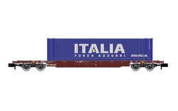 Arnold HN6656 FS, 4-axle Sgnss container transporter wagon, brown livery, loaded with 45' container "Italia" blue, ep. VI N Gauge
