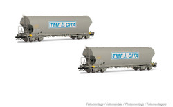 Arnold HN9736 SNCF, 2-unit pack cereal 4-axle hopper wagons "TMF CITA", ep. V TT Gauge