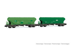 Arnold HN6624 RENFE, 2-unit pack silo wagon TT5, green livery (different green tones, flat lateral sides), ep. V N Gauge