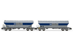 Arnold HN6510 SNCF, 2-unit pack "Soufflet", hopper wagons with rounded and flat lateral side walls N Gauge