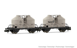 Arnold HN6595 DB, 2-unit pack of 2-axle silo wagon Ucs, grey livery "Hochst", ep. IV N Gauge