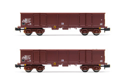 Arnold HN6532 DR, 2-unit set 4-axle open wagons Eas, brown livery, loaded with scrap, period IV N Gauge