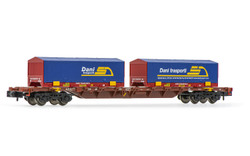 Arnold HN6586 FS, Sgnss container transporter wagon, brown livery, loaded with 2 x 22' coil container "Dani Transporti", ep. VI N Gauge