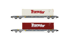 Arnold HN6584 SNCF, 2-unit pack 4-axle 60' container wagons Novatrans Sgss, grey, with 45' containers "Trans-Fer", ep. V N Gauge