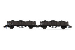Arnold HN6492 SNCF, 2-unit pack 2-axle open wagons Tw (low side boards), loaded with coal, period IIIa N Gauge