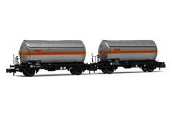 Arnold HN6479 SNCF, 2-unit pack 2-axle gas tank wagons "SATI / UCB", period IV N Gauge