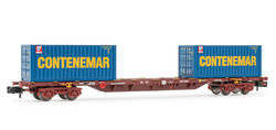 Arnold HN6461 RENFE, 4-axle 60' container wagon MMC brown livery, loaded with 2 x 20' containers "Contenemar", period IV N Gauge