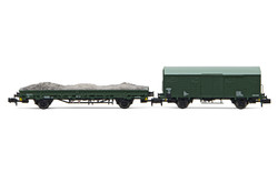 Arnold HN6567 DR, 2-unit pack maintenance wagons (1 x Gs-wooden + 1 x Kls), green livery, period IV N Gauge