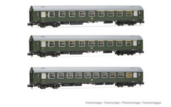 Arnold HN4421 DR, 3-unit pack OSShD type B coaches, green livery, ep. III, 1 x A + 1 x AB + 1 x Bc N Gauge