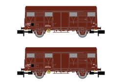 Arnold HN6516 SNCF, 2-unit pack, 2-axle covered wagons type G4 Permaplex, period IV N Gauge