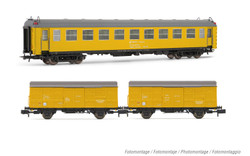 Arnold HN4456 RENFE, 3-unit set, "Tren Taller Granada", type 5000 + 2 x J2 wagons, yellow livery, ep. V N Gauge