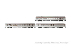 Arnold HN4444 SNCF, 3-unit pack TEE "Paris – Ruhr", A4Dtux + Vru + A3rtu, silver livery, ep. IV N Gauge