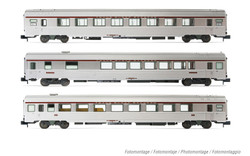 Arnold HN4440 SNCF, 3-unit pack TEE "Cisalpin" (Milan – Paris), pack 1/2 Vru + A3rtu + A8u, silver livery, ep. IV N Gauge
