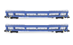 Arnold HN4409 DR, 2-unit pack DDm 916 car transporter coaches, blue livery, period IV N Gauge