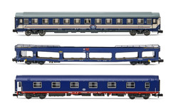 Arnold HN4406 SNCB, 3-unit set T2 + DDm + Bc I6 (UIC-Z), blue and red livery N Gauge