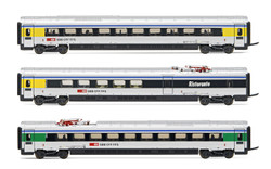 Arnold HN3503 SBB, 3-unit pack ETR 610 intermediate coaches, ex Cisalpino livery, period VI N Gauge