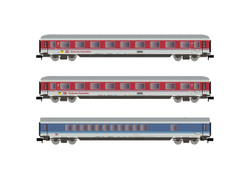 Arnold HN4365 DB AG, 3-unit pack "Rollende Raststatte", 2 x Avm + WGm, orientred/white livery, period V N Gauge